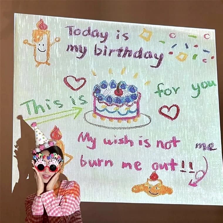 Happy birthday projector Korean ins style Xiaohongshu same style Internet celebrity photo projection lamp children's creative confession