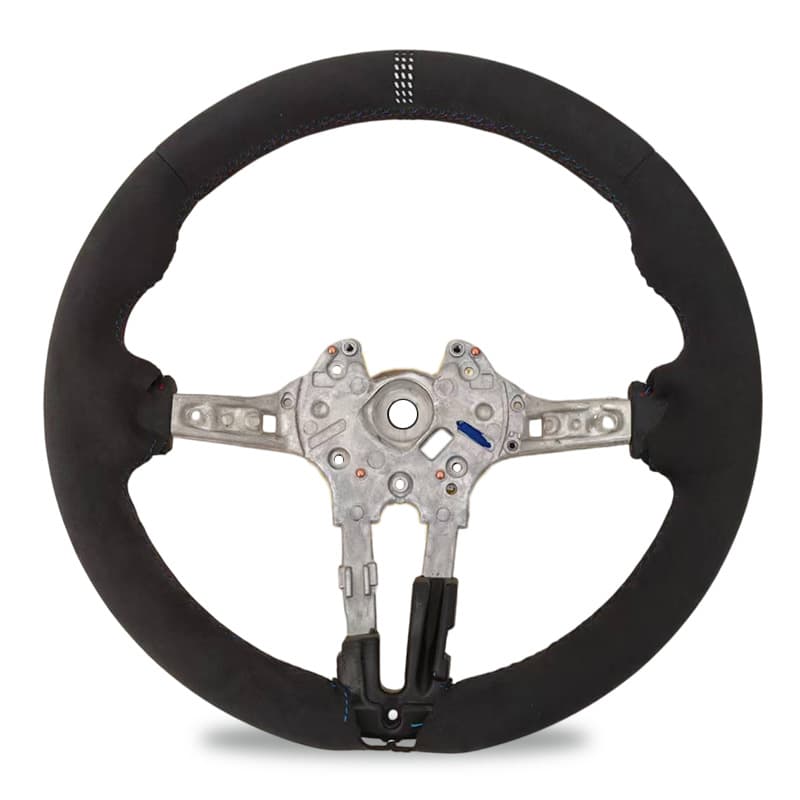 For BMW 3 Series M Sport Suede Steering Wheel with Three-Color Stitching, Perforated Design, and Center Marker