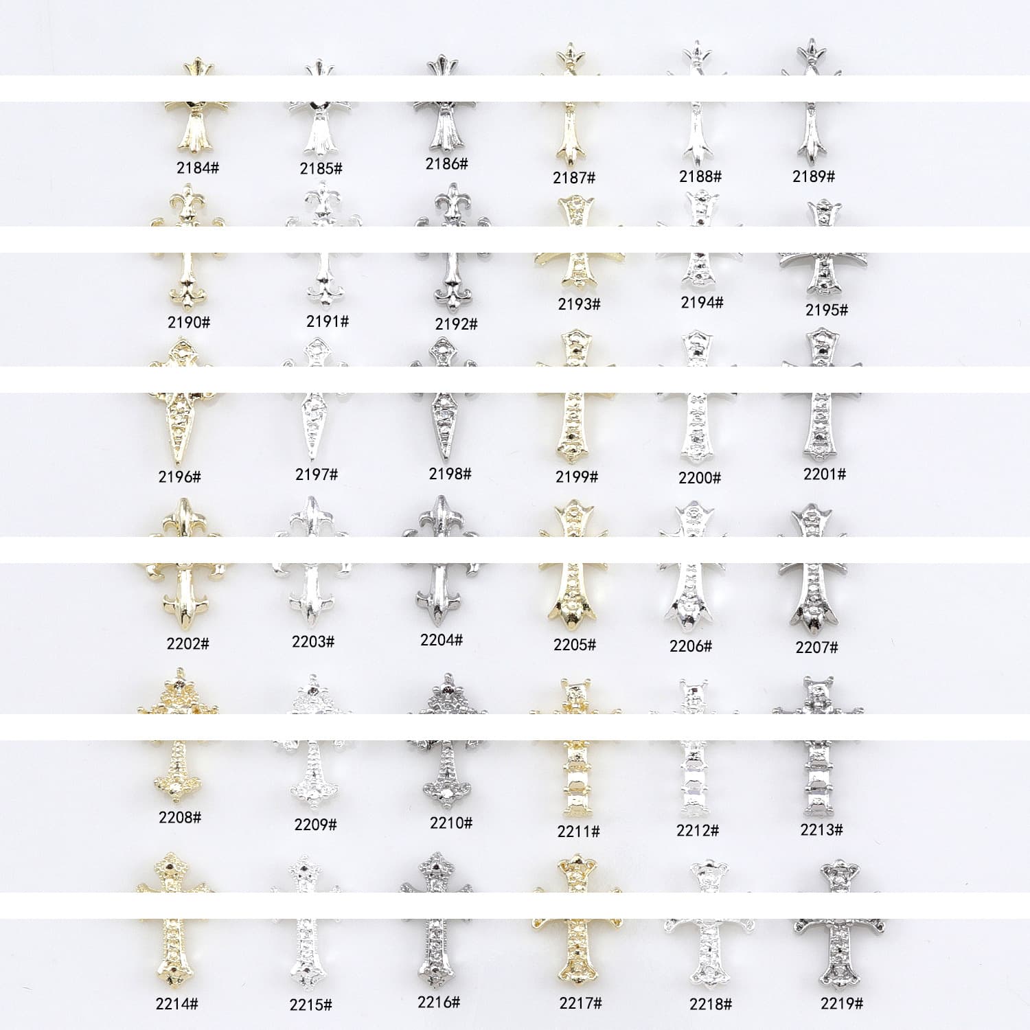 New Cross Nail Art Alloy Jewelry Super Sparkle 3D Metal Cross Nail Diamond Decor Wholesale