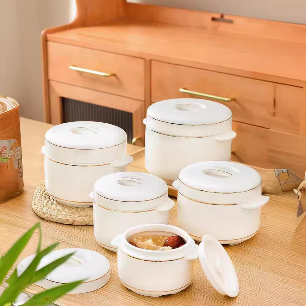 Short and Stout Stewing Jar with Dual Lids, Ceramic Home Use for Bird's Nest and Steamed Egg, Various Inner Pot Sizes