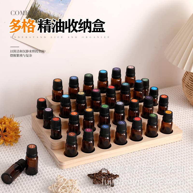 Spot wooden essential oil rack multi-layer porous l essential oil storage rack doTERRA essential oil display rack factory direct sale