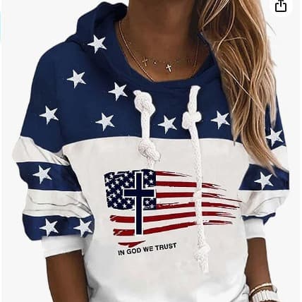 Amazon Shopee Export Source Hoodie for Women, Heat Transfer 3D Flag Print, Comfortable Casual Outerwear, Hot Selling