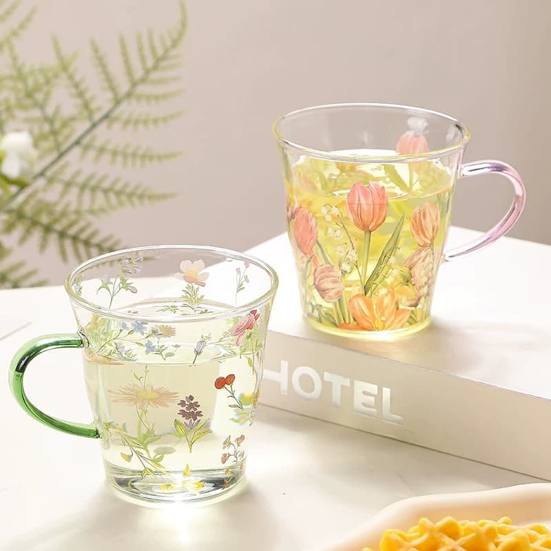 ins high-looking glass water cup girls office mug home particularly beautiful milk cup coffee cup