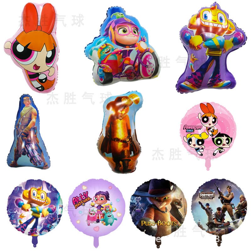 Cross-border Powerpuff Girls Abby Hatcher Fortnite Cartoon Aluminum Foil Balloon Birthday Party Balloon