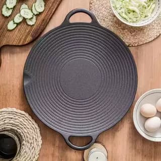 Threaded Griddle Pan for Outdoor Portable Gas Stove, Home Pan-Frying & BBQ Grill Plate, Cast Iron Griddle for Induction Cooktop