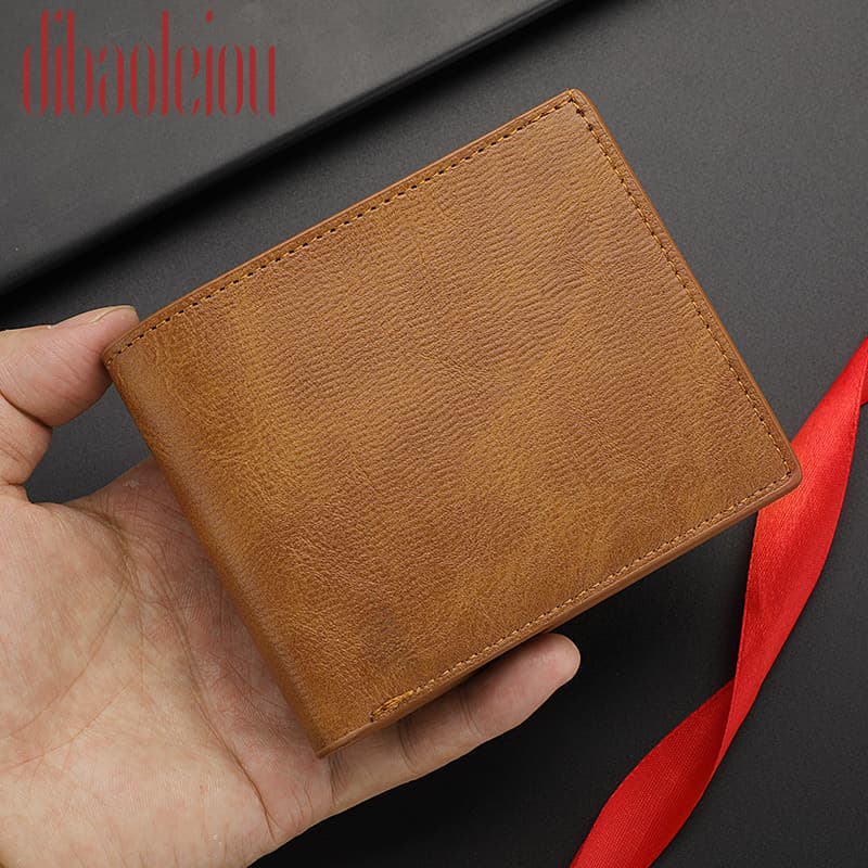 Wholesale Horizontal Wallet for Men, Short Wallet for Men, Student Billfold, Vintage Money Clip, No Logo, Factory Stock