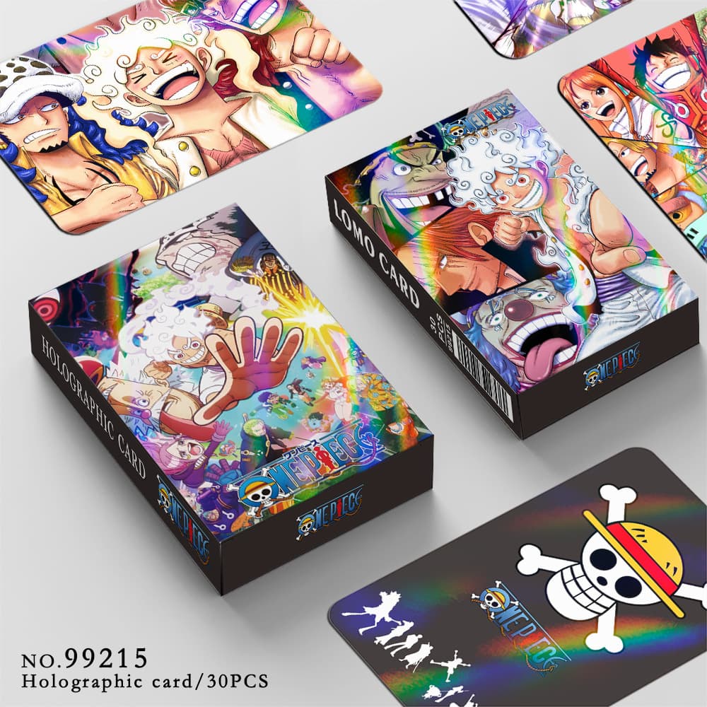 30 anime laser cards Kids King One Piece flash card Luffy HD photo card self-printed double-sided LOMO card