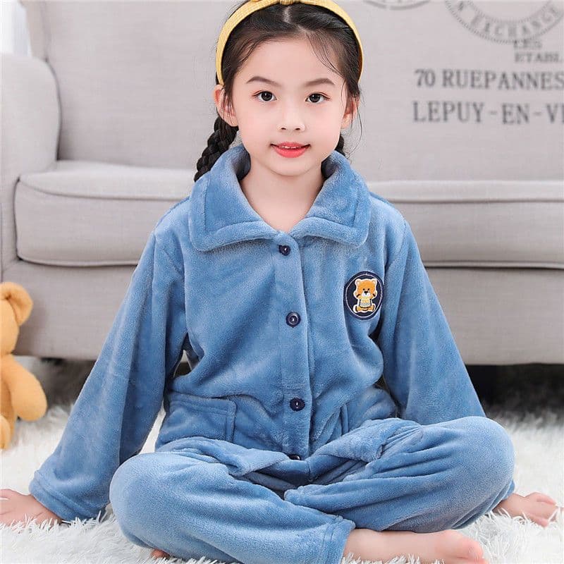 Cross-border autumn and winter children's pajamas flannel suit boys and girls baby long-sleeved coral velvet children's thickened home
