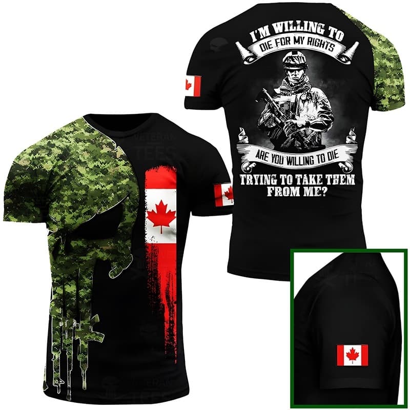 Wholesale Drop Shipping Hot Selling Canada Flag T-Shirt Men Maple Leaf Camouflage Trendy 3D Jungle Camouflage Print