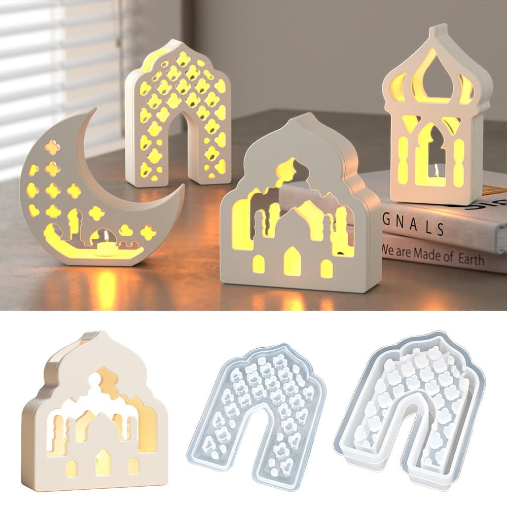 Crystal Glue DIY Middle Eastern Style House Lampshade Ornaments Plaster Mold Hollow Moon Lampshade Glue Mold