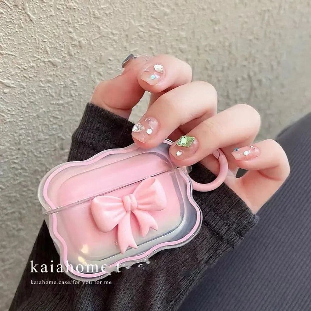 Wave Girl Pink 3D Bow Case Compatible with Apple AirPods Pro 2 and AirPods 4 Wireless Charging Case