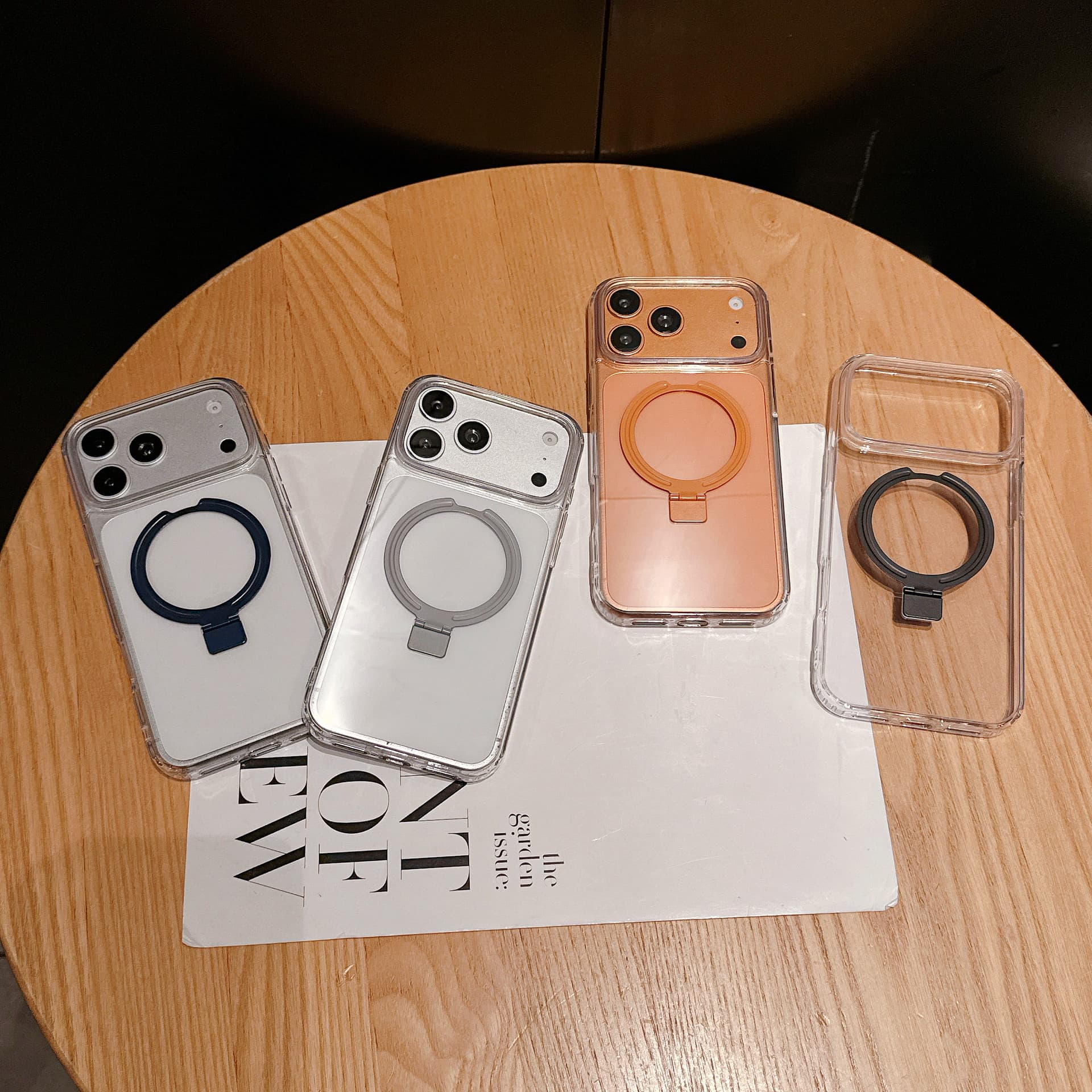 Compatible with iPhone 17 Pro Max Acrylic Phone Case Transparent Magnetic Stand iPhone 16 Pro Max Shockproof Protective Cover
