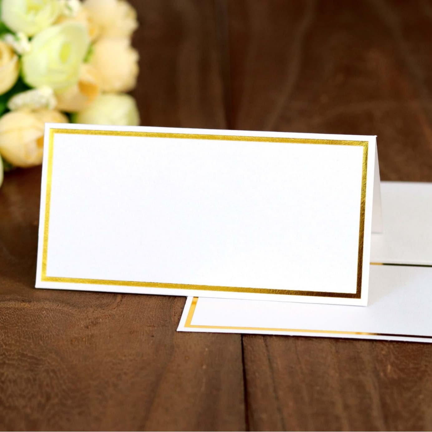 Cross-border direct sales pearl white gold foil border place cards, 3D paper table cards, name seating cards, ready-to-ship wholesale.