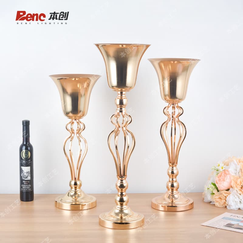 Cross-border European Wedding Prop Iron Art Linen Vase Main Table Flower Vase Decoration Sign-in Table Crystal Flower Stand Ornament