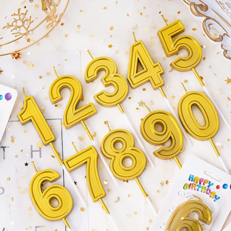 A Variety of Digital Candles Birthday Cake Golden Rich Gold Colorful Candy Colorful Gradient Crown Butterfly Candles Wholesale