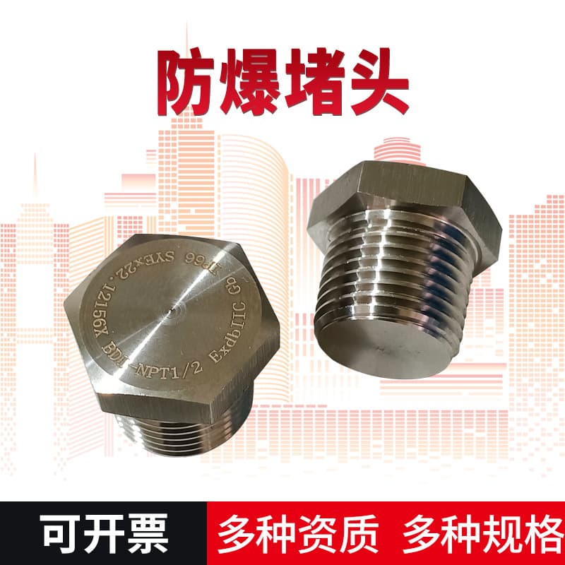 Stainless steel explosion-proof plug, electrician thread plug, stainless steel screw-in plug, external hexagon solid blind cover