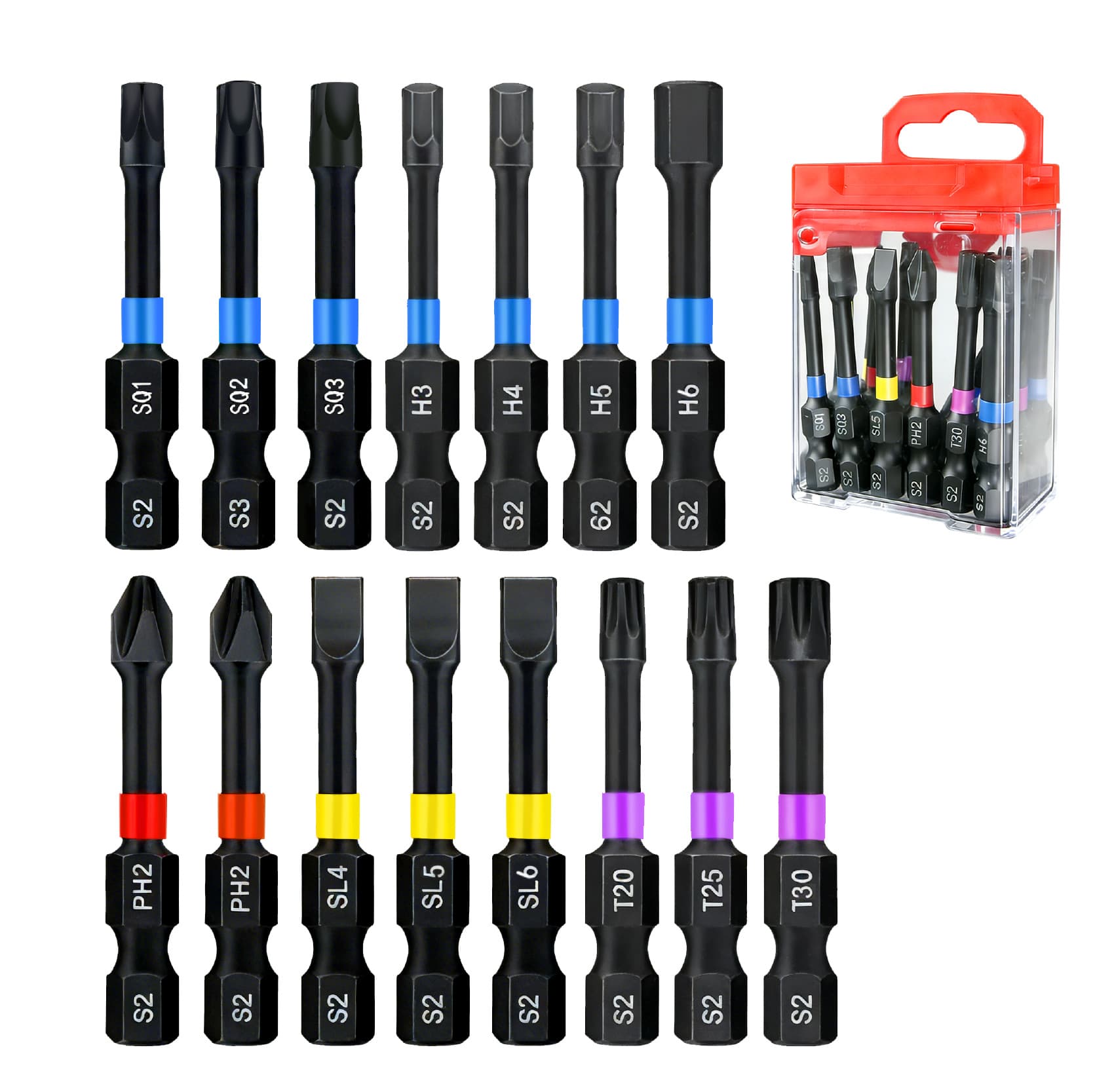 Hex Black Specialty Screwdriver Bit Set, Magnetic Drill Bits with Hex Shank, Assorted Specialty Bits, 50-Piece