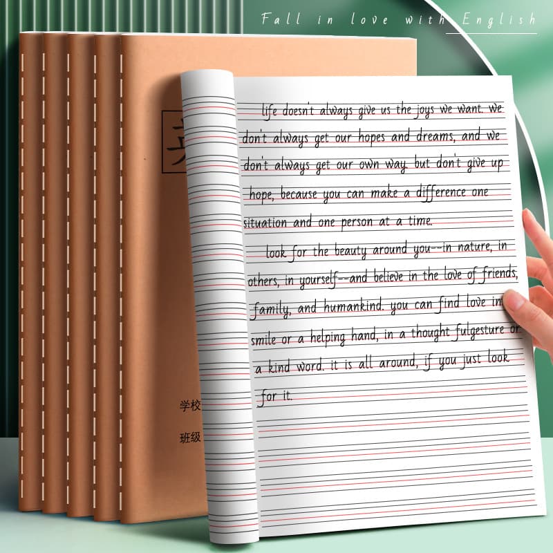 English 16k primary school students third grade homework book junior high school students special English copy four lines three grid cow