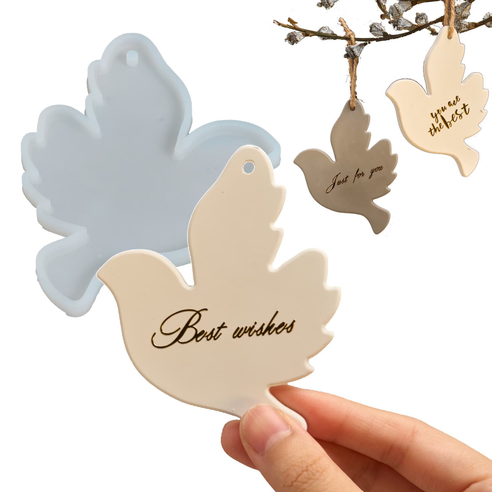 Peace Dove Pendant Silicone Mold DIY Prayer Decoration Plaster Holy Baptism White Dove Baking Cake