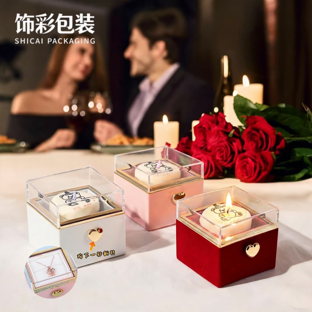 Automatic Flip Birthday Surprise Box Magic Proposal Necklace Jewelry Box Qixi Gift Box Bear Cake Ring