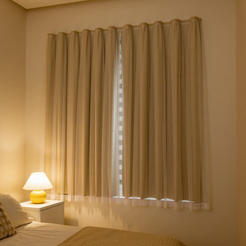Fresh and Light Curtains with Magic Tape, Full Blackout Fabric, No Drill Installation, New Bedroom Paste-style Simple Self-adhesive Sunshade