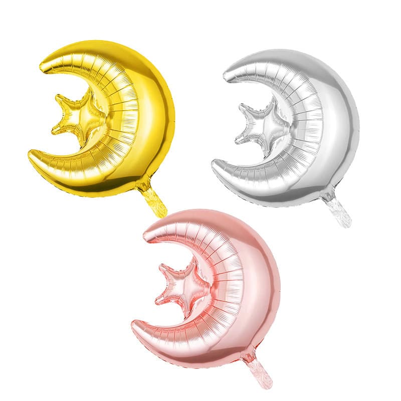 Festive Balloons Stars and Moon Aluminum Foil Balloons Foreign New Year Holiday Party Decoration Aluminum Foil Balls Wholesale