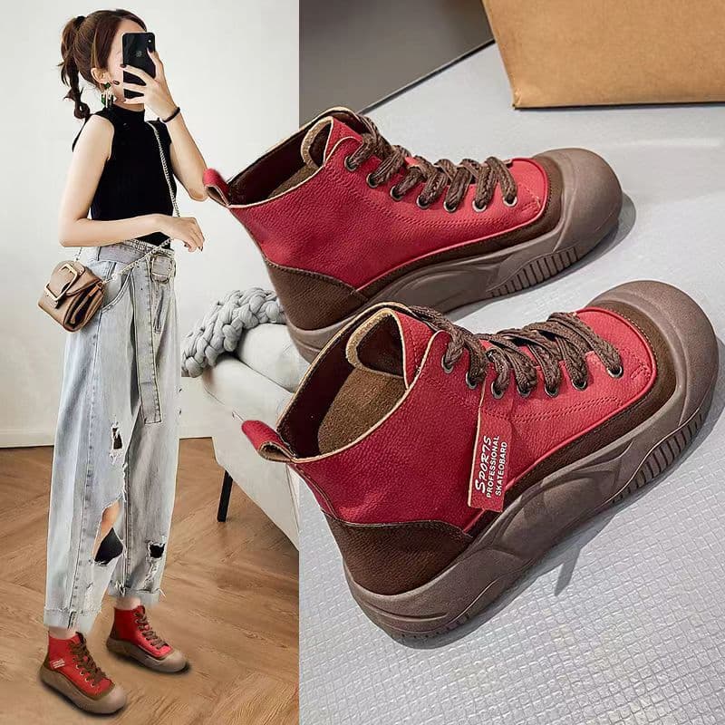 Women's Martin Boots Thick Bottom Heightening Slimming Casual Shoes Fashionable Soft Bottom Versatile Leisure Footwear