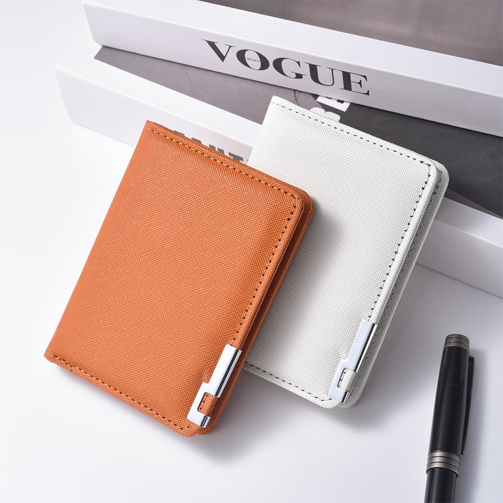 Cross-border Men's Wallet Ultra-thin Metal Edge Short Card Holder Business Multi-functional Soft Money Clip Men's Leather Wallet