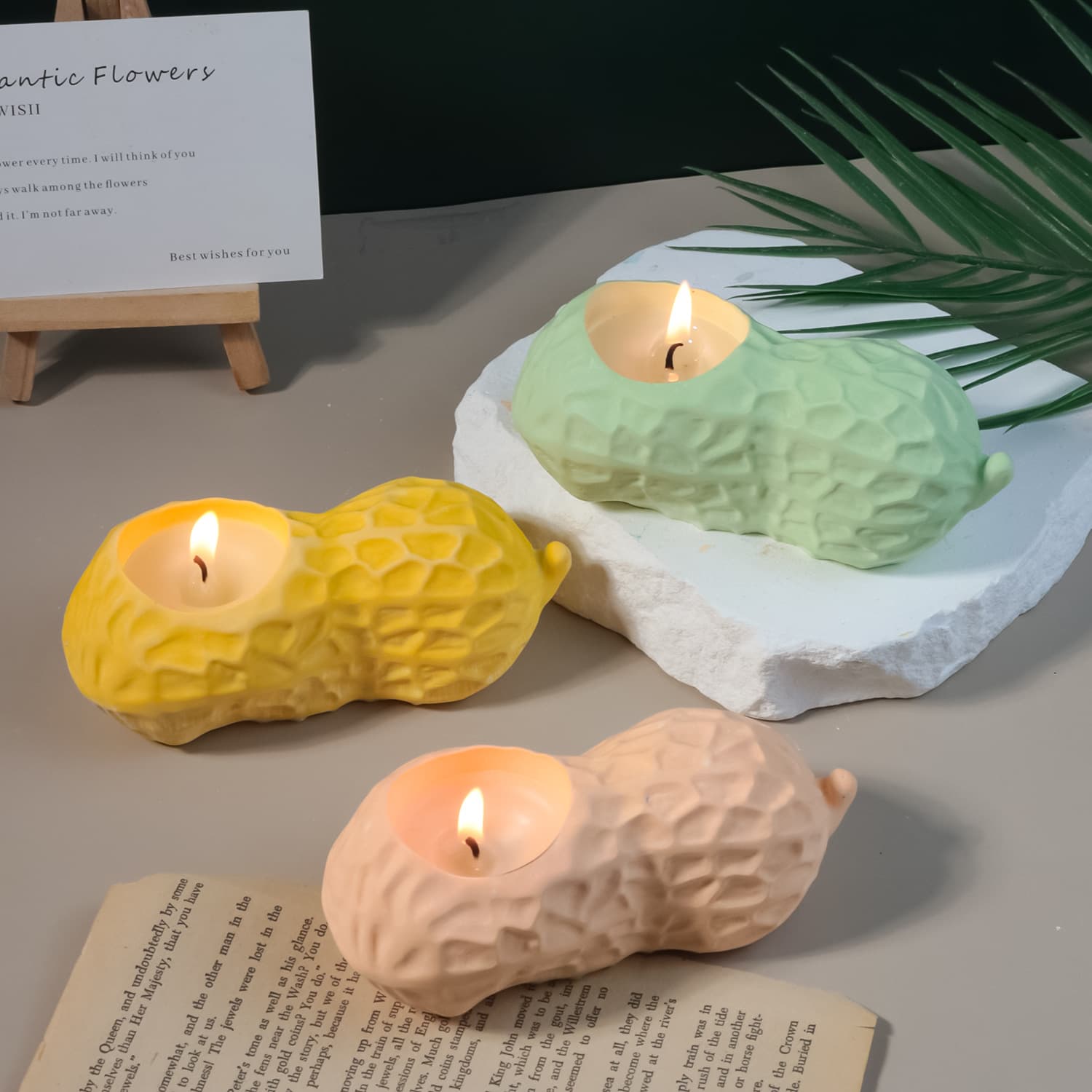 New DIY Silicone Mold Simulation Peanut Candle Holder Silicone Mold Plaster Aromatherapy Candle Home Decor