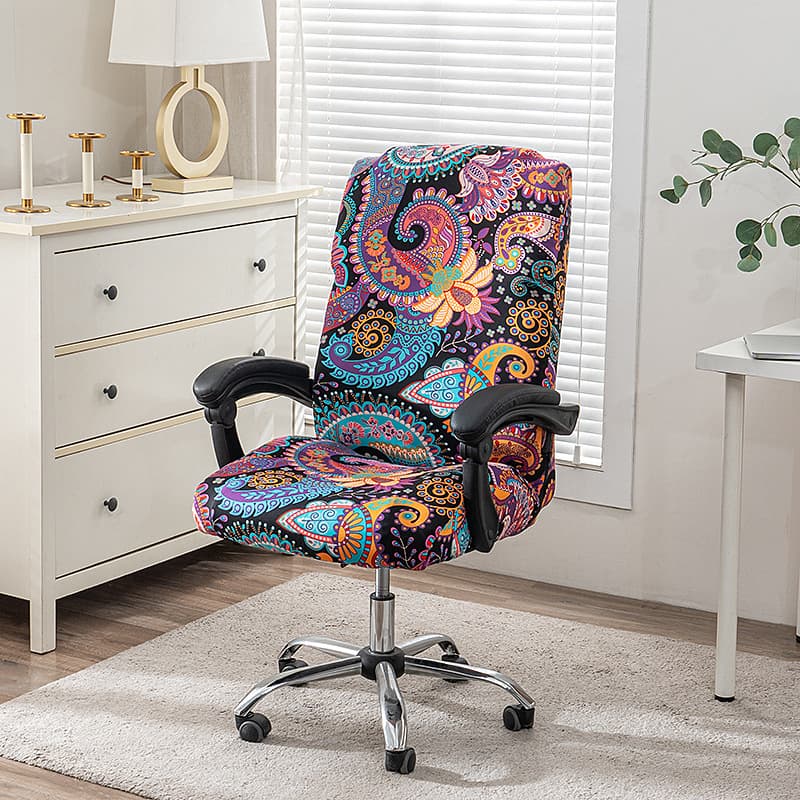 New Pattern Office Zipper Chair Cover, Swivel Computer Hotel Chair Cover, One-Piece Armrest Elastic Boss Chair Cover