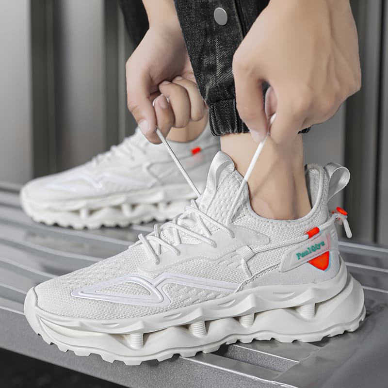 Cross-Border New Men's Casual Running Shoes Thick Sole Trendy Mesh Dad Shoes Flyknit Sports Shoes