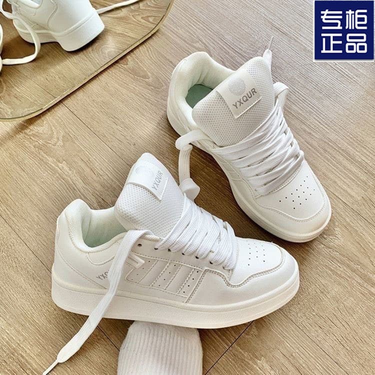 High-top White Shoes for Women 2025 New Spring/Autumn Thin Style Versatile Thick Sole Casual Sports White Sneakers