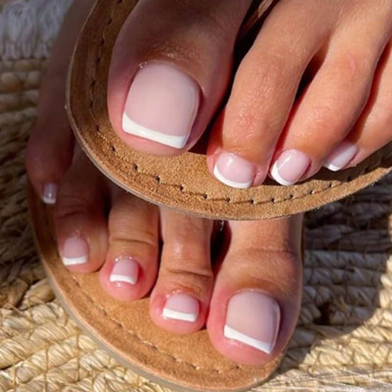 Hot-Selling Cross-Border Whitening Toe Nail Tips Wearable Toe Nails Manufacturer Toe Wearable Nail Stickers Manicure Toe Nail Tips