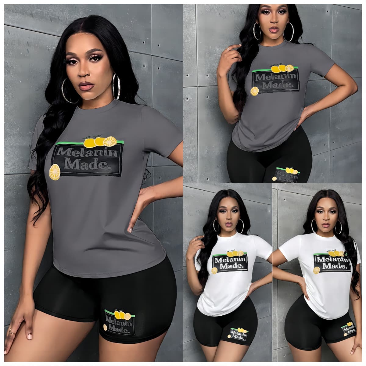 Letter Graphic Tee & Biker Shorts