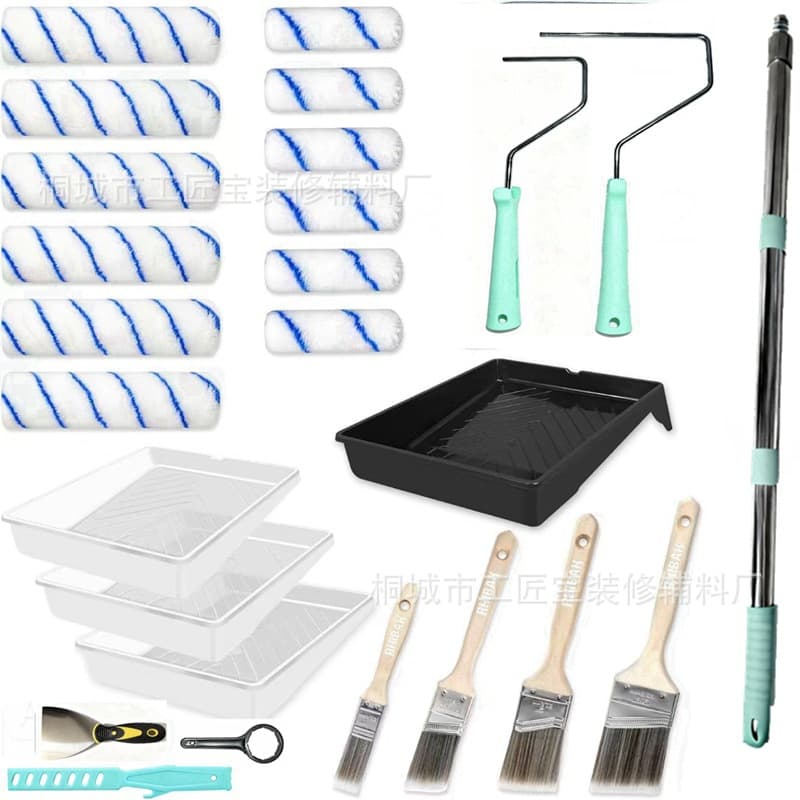 Paint tray liner roller brush set, wall latex paint roller brush, floor epoxy paint roller brush, cross-border.