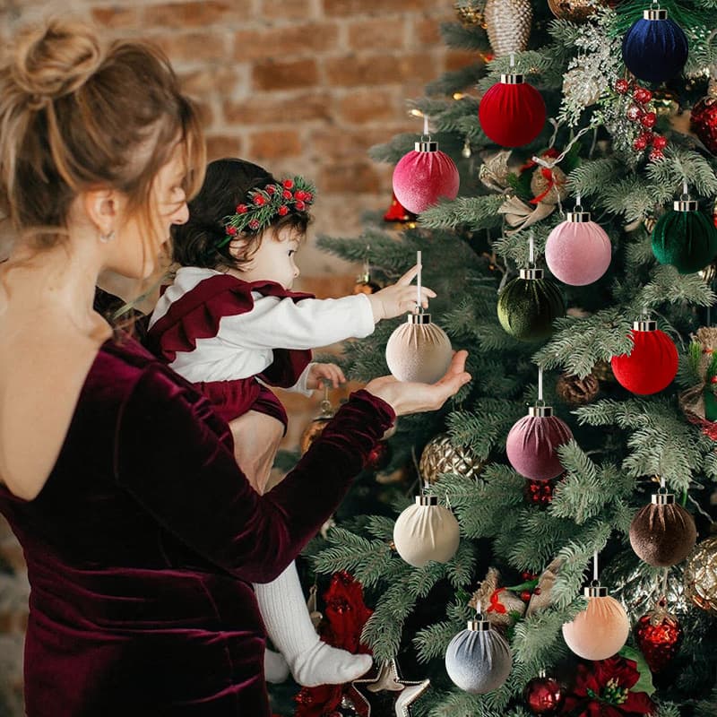 Factory Direct 6/8CM Fabric-Covered Christmas Ornaments, In-Stock Wholesale Hanging Decor