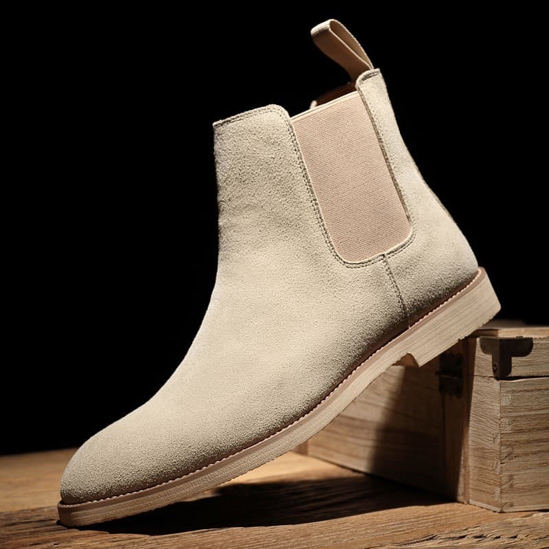 Chelsea Boots for Men Autumn Winter Pointed Toe British Martin Boots Suede High Top Short Boots Drop Shipping