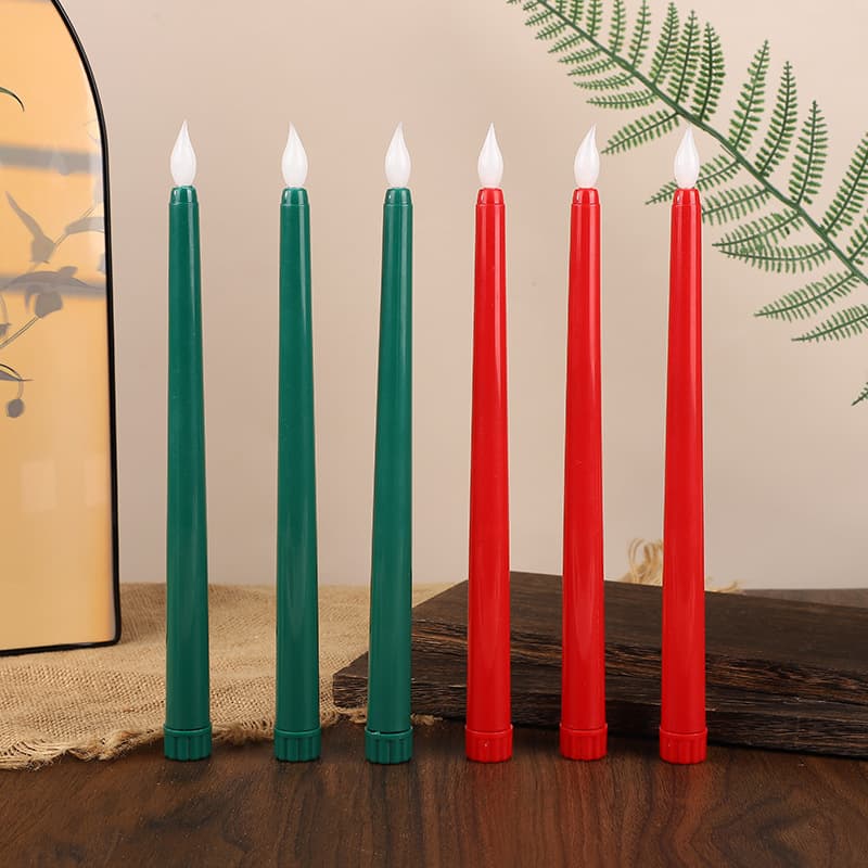 Halloween Christmas Simulation LED Electronic Candle with Long Stem, Tapered Wax, Flame Tip, Faux Candle for Wedding Decoration