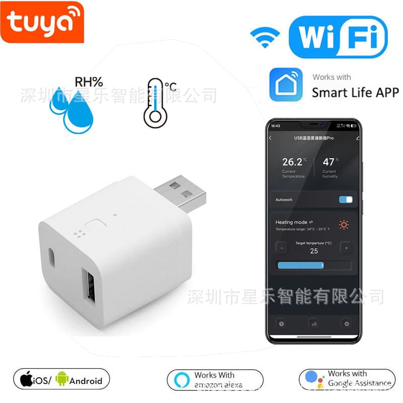 USB Smart WiFi Temperature and Humidity Control Switch Power Adapter Supports Fast Charging 20W