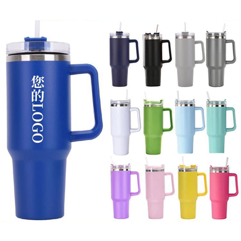 304 stainless steel straw car cup large capacity with handle 3040oz first generation car thermal insulation ice cup