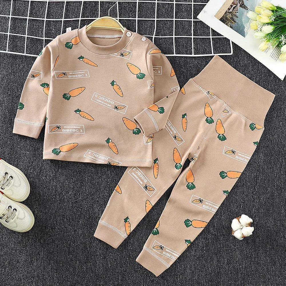 Children's thermal underwear set, all-cotton, spring and autumn, boys and girls, long-sleeved pure cotton base layer, pajamas, baby thermal underwear
