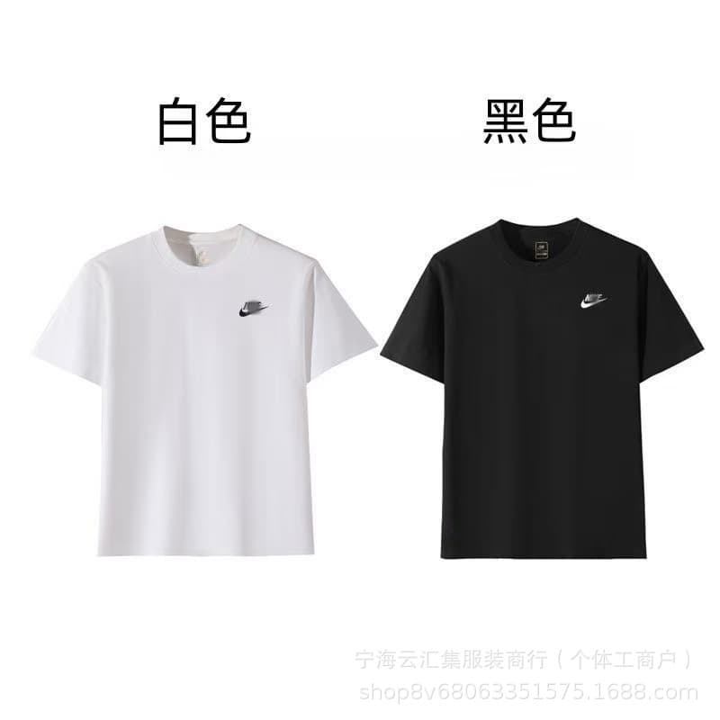 Dropshipping Streetwear Men's T-Shirt Embroidered Logo Swoosh Short Sleeve Pure Cotton Loose Pullover Crew Neck Summer Casual Versatile Minimalist Tee