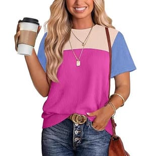 Women's Loose Half Sleeve Round Neck Top, New Spring/Summer Casual Blouse for Amazon & European Markets
