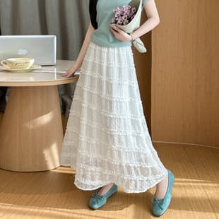 Sweet White Skirt Women 2026 Summer New Chiffon Ruffle Tiered Maxi Skirt