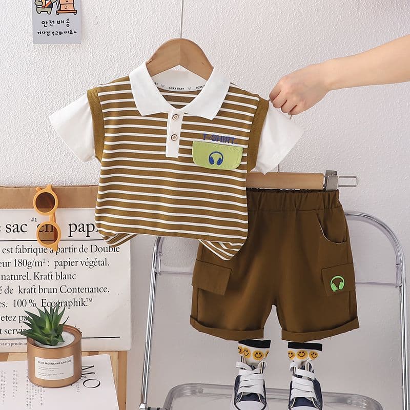 Boys' Short Sleeve Suit Set, Baby Shirt for Boys