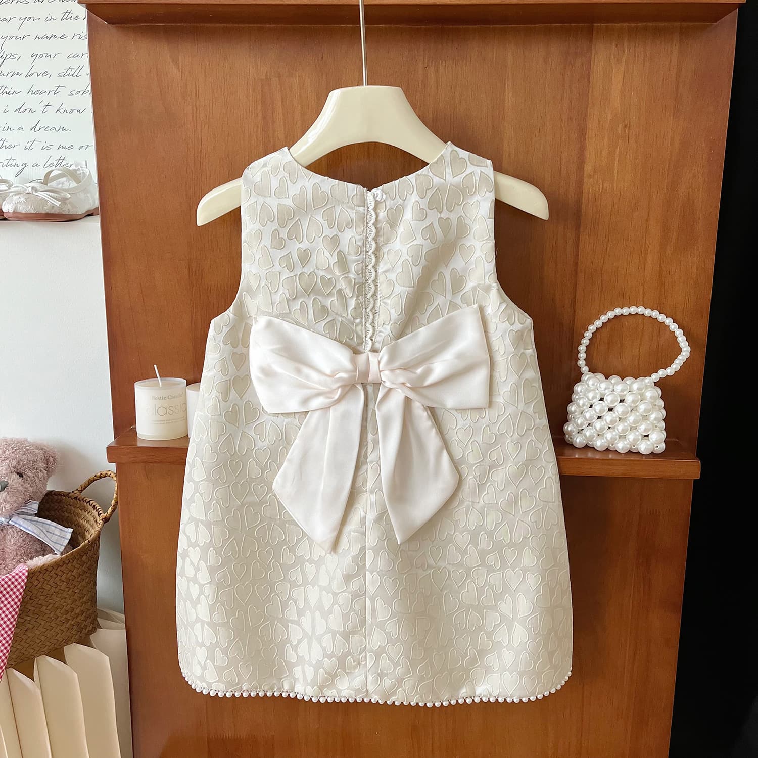 2025 Summer New Korean Style Girls' Sleeveless Dress with Bow on Back, Elegant Children's Dress 24103