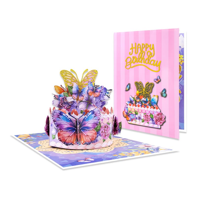 Creative Birthday Greeting Card 3D Pop-Up Card Happy Birthday Cross-Border Handmade Cake Card Fruit Cake