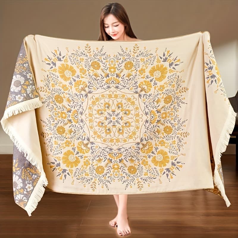 Cross-border pure cotton multi-layer gauze bath towel for adults and children, multi-functional blanket, sofa cover, soft and skin-friendly absorbent bath towel