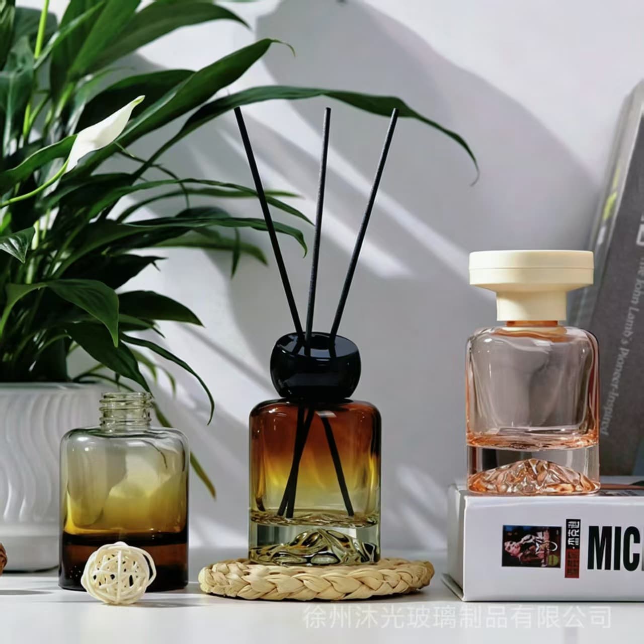 Cross-border Gradient 120ml Glass Reed Diffuser Bottle Without Volcanic Base, Home Fragrance Bottle, Hotel Scented Empty Bottle