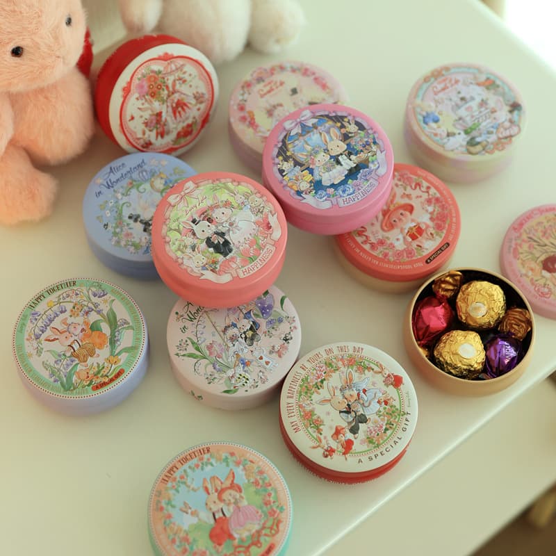 Small Drum-Shaped Can, Wedding Candy Box, Gift Tin Box, Flower Tea Can Packaging, Wedding Candle Jar